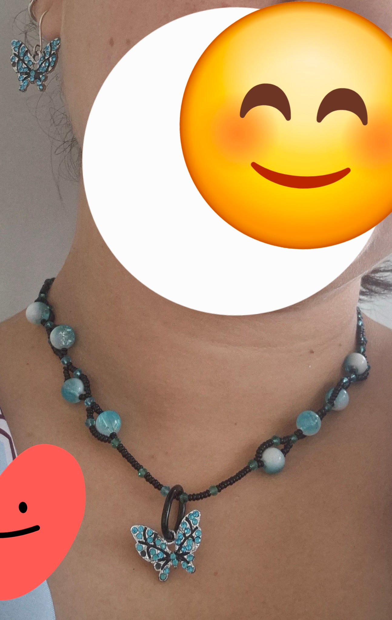 Aqua butterfly necklace set